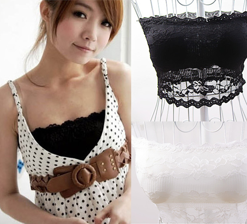 Spring and summer all-match underwear tube top female lace spaghetti strap decoration basic tube top around the chest belt pad