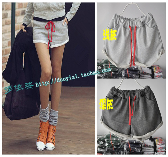 Spring and summer brief shorts loose loop pile single-shorts casual low-waist moben pants beach pants