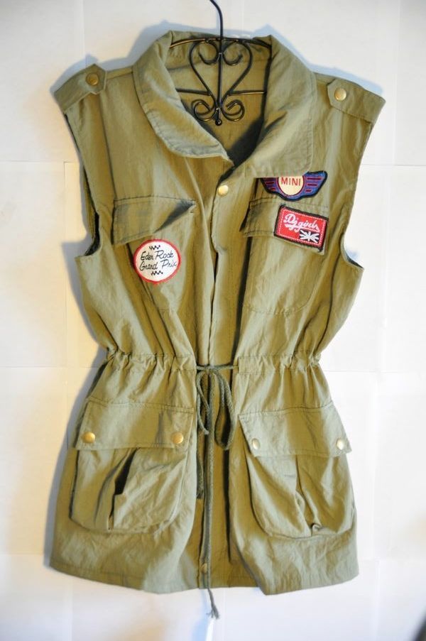 Spring and summer casual female military wind tooling olive vest unisex cool Army Green coat