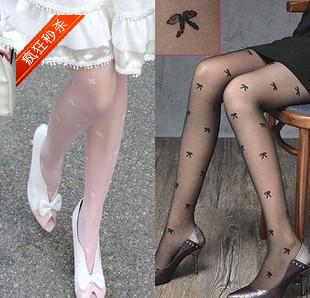 Spring and summer Core-spun Yarn bow dot heart ultra-thin female wire socks pantyhose