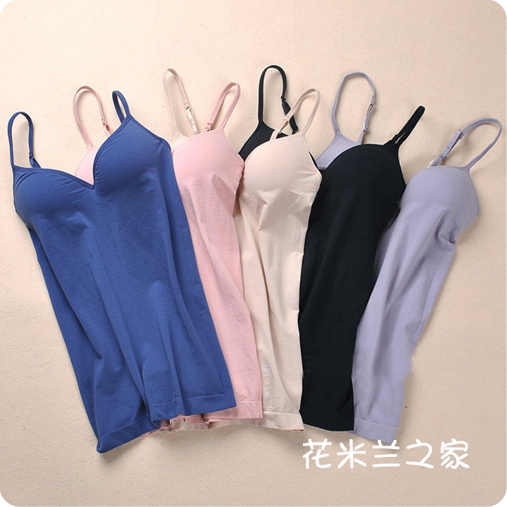 Spring and summer cup modal cotton one-piece female wireless pad spaghetti strap belt bra underwear vest