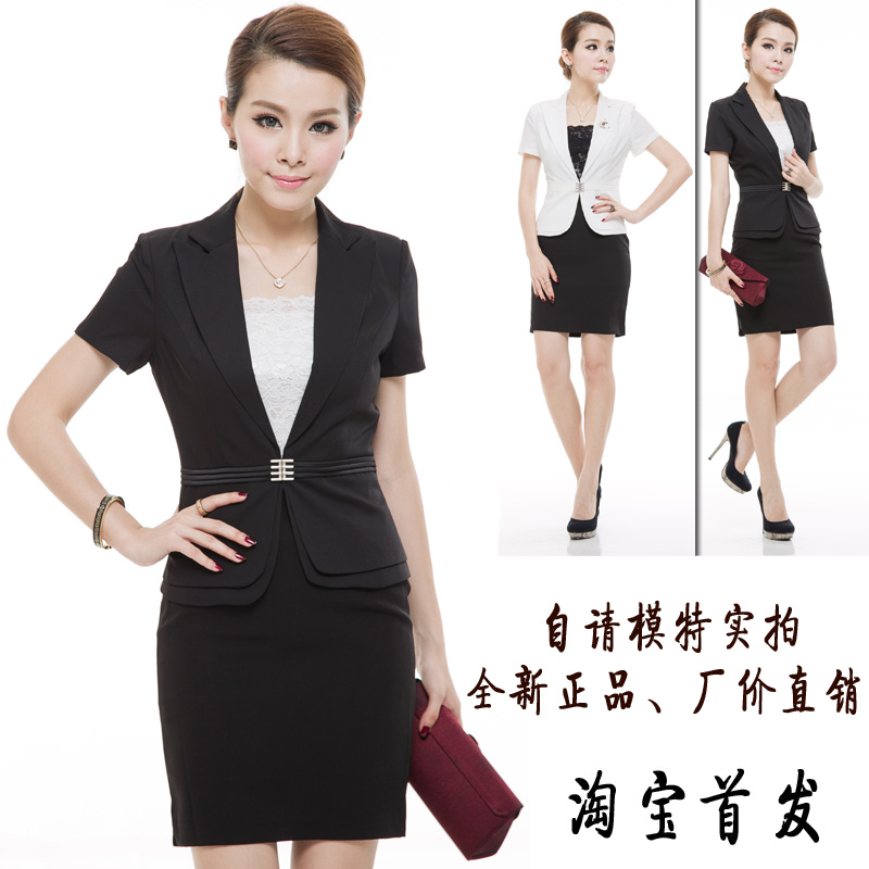 Spring and summer fashion slim female short design blazer OL outfit short-sleeve women's ol career set