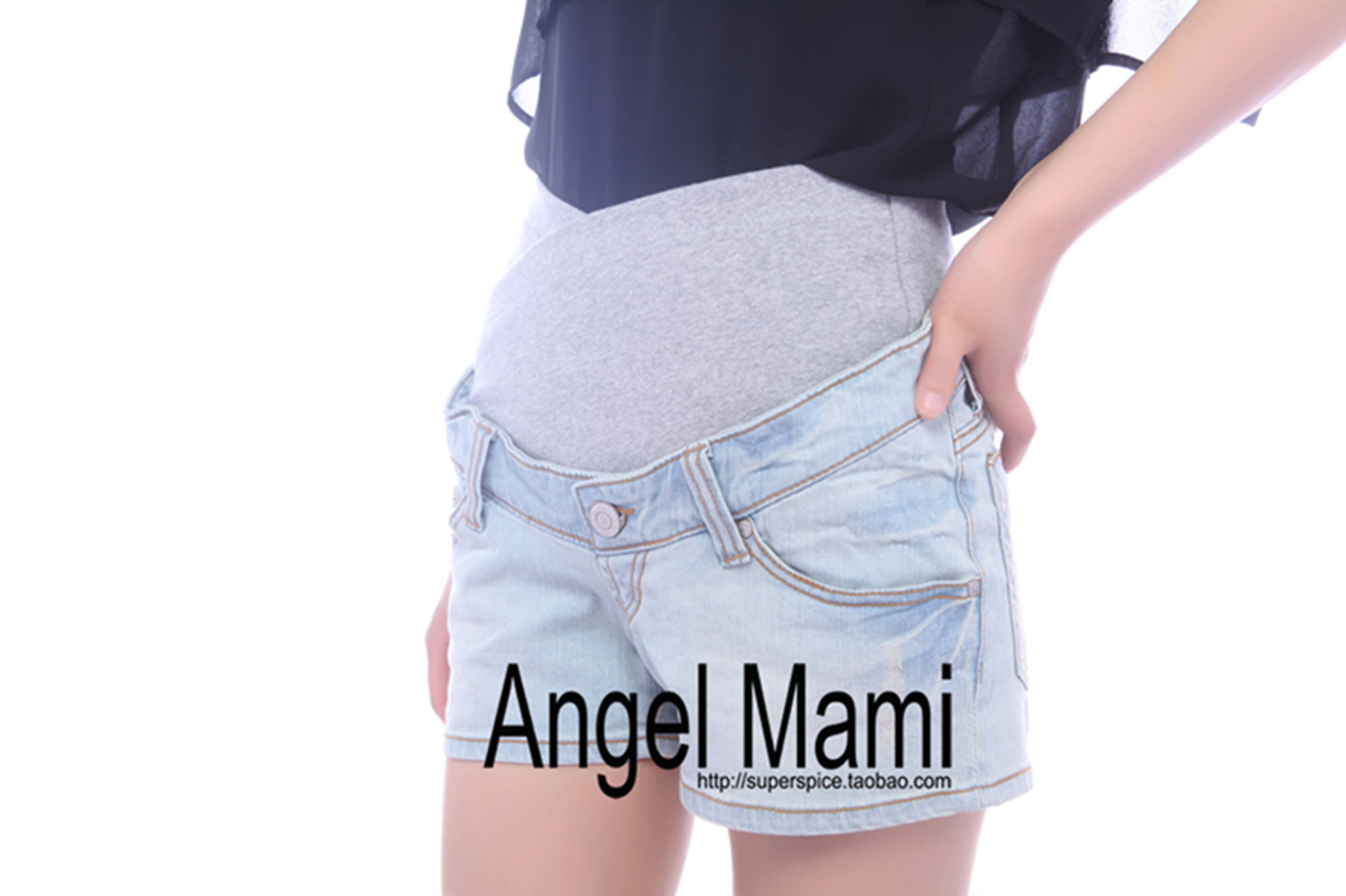 Spring and summer maternity denim shorts maternity pants light color maternity pants maternity shorts