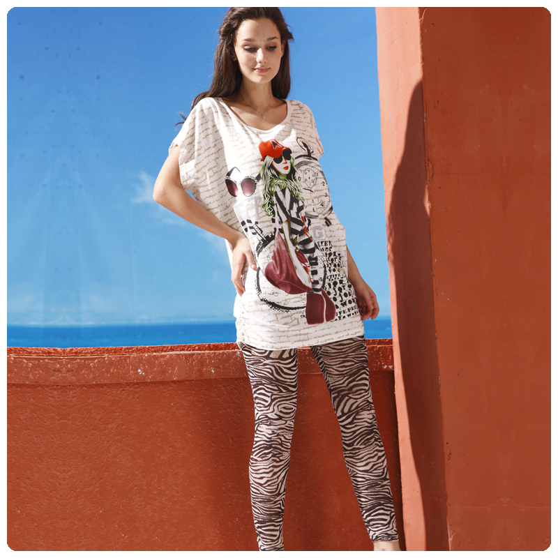 Spring and summer net fabric short-sleeve T-shirt basic trousers lounge pants legging 7997 - 7913