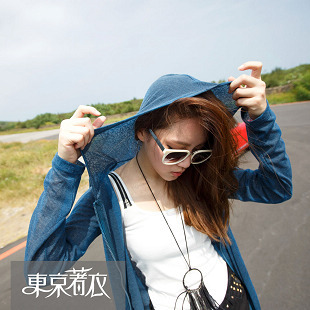 Spring and summer new arrival 4.2 93 casual solid color with a zipper hood knitted outerwear 2030111