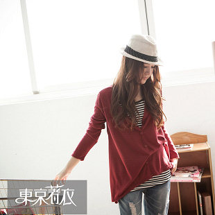 Spring and summer new arrival 5.9 81 autumn new arrival V-neck solid color thin outerwear 2028735