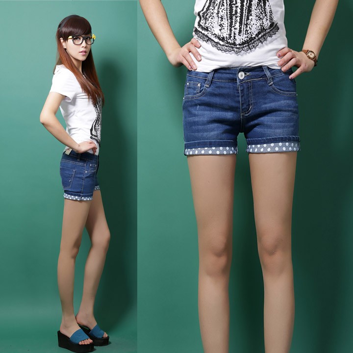 Spring and summer plus size plus size high in the waist denim shorts roll up hem shorts lowing loose shorts female