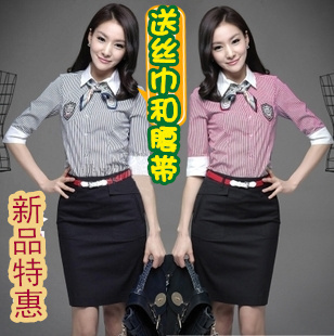 Spring and summer professional set skirt ol formal work wear female half sleeve shirt half-length skirt tailored slim hip