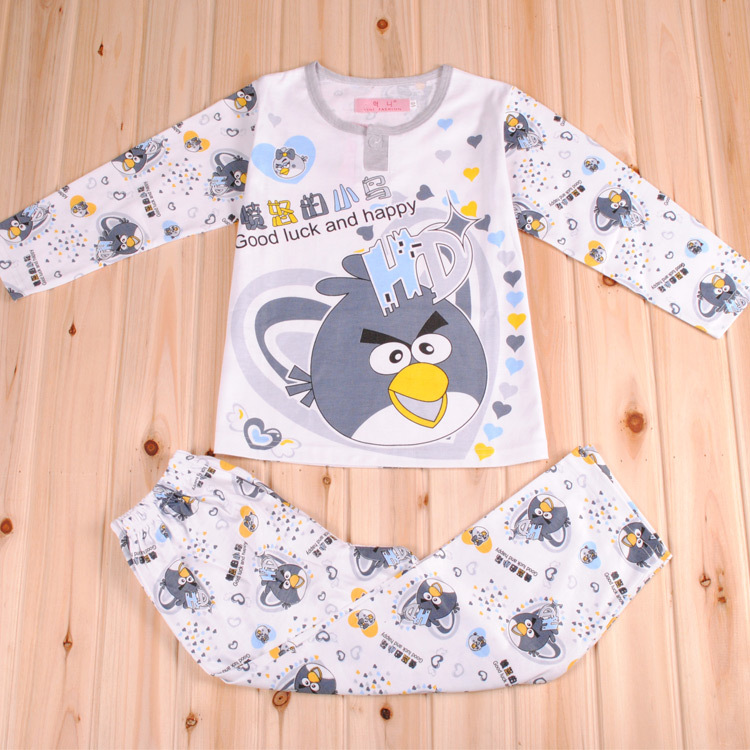 Spring and summer sleepwear child sleepwear child sleepwear lounge male child set boy male 100% cotton