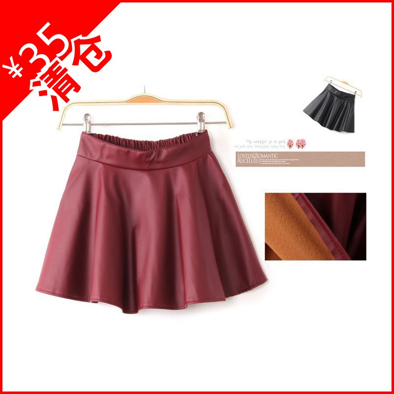 Spring and summer sweet all-match elastic waist slim leather bust skirt short skirt 115