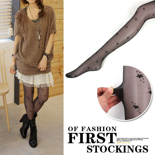 Spring and summer the twill meteor little small flowers stockings ultra-thin transparent jacquard pantyhose