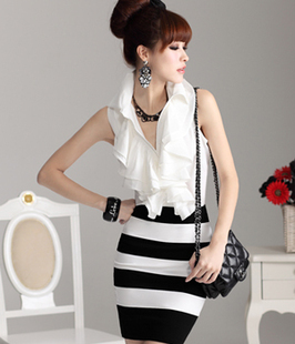 Spring and summer women's 2012 spring exquisite the wave ruffle sleeveless women shirt