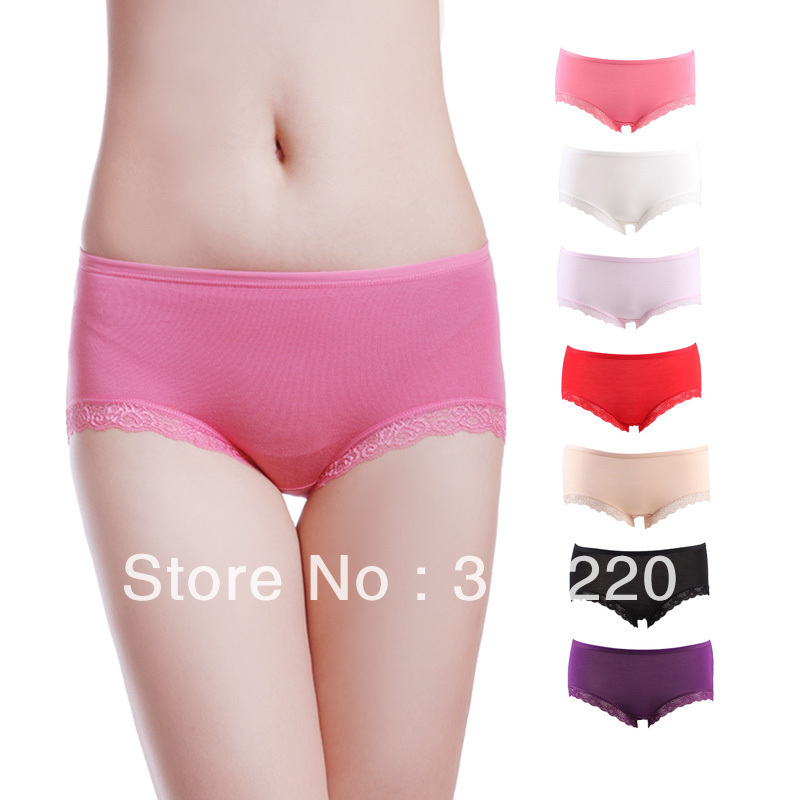 Spring antibiotic breathable mid waist panty female panties bamboo fibre panties