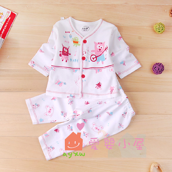 Spring cartoon child buckle underwear set dual lines, lounge set xya692