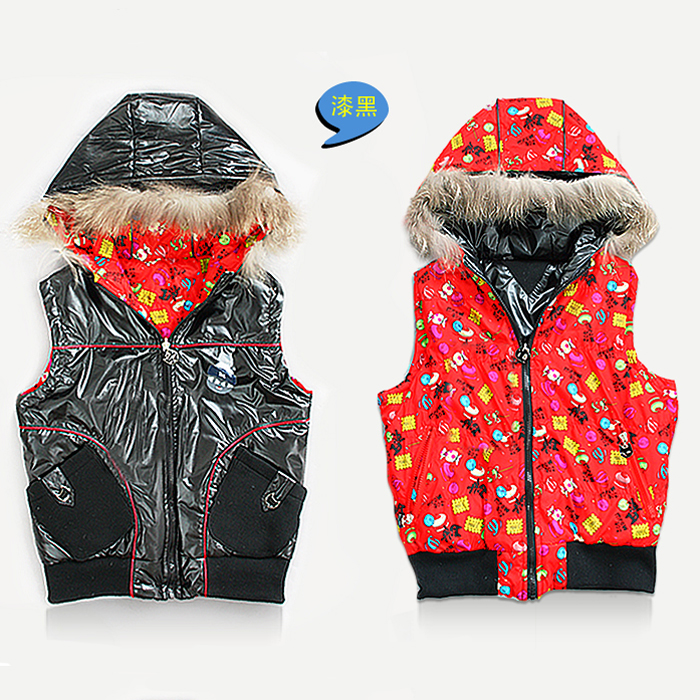 Spring cartoon sweet down vest pros and cons of reversible mournings fur collar thickening thermal female vest