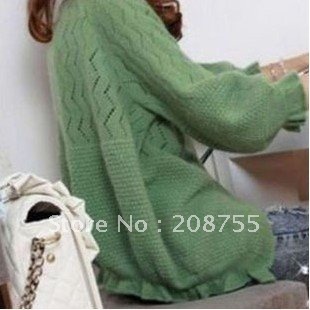 Spring clothing falbala hook lace hollow out rabbit hair seven points knitting cardigan coat sleeve small shawls