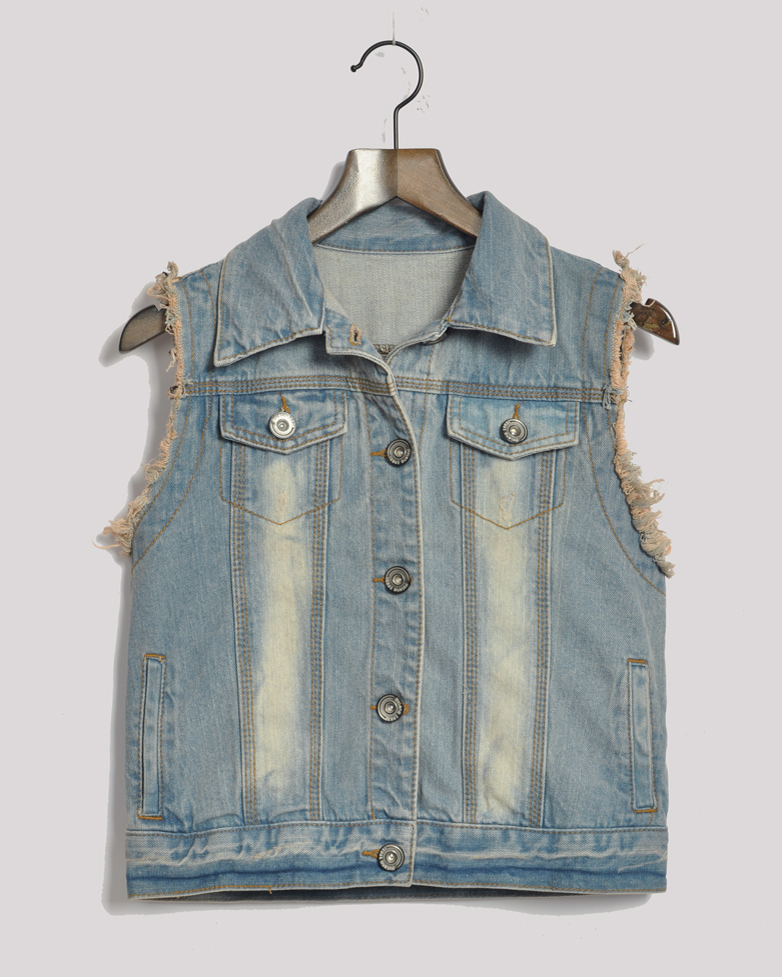 Spring cool punk style sexy lady embroidery water wash denim vest female outerwear free ship