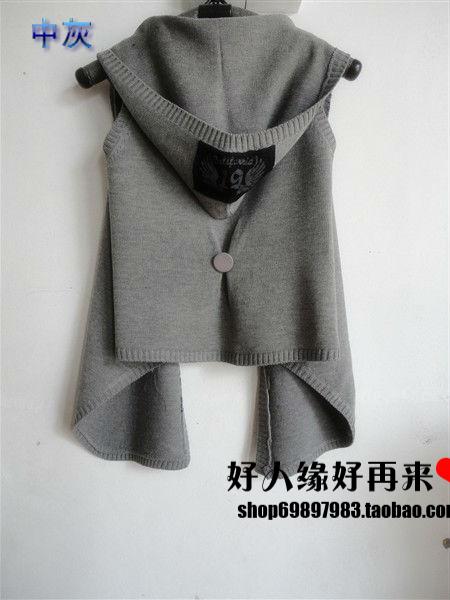 Spring fashion 100% cotton denim vest female autumn sleeveless hooded cape cardigan knitted vest