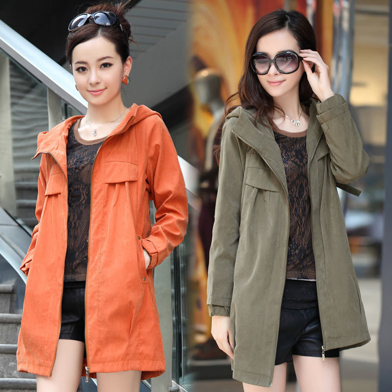 Spring fashion 2013 022135a86 women's slim with a hood medium-long long-sleeve trench outerwear