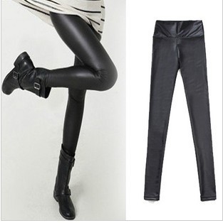 Spring fashion all-match matt faux leather legging ankle length trousers pants tights female thin