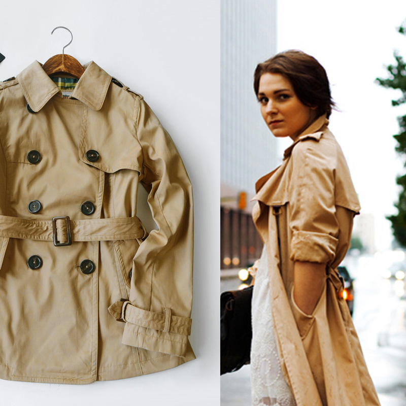 Spring fashion classic camel trench outerwear