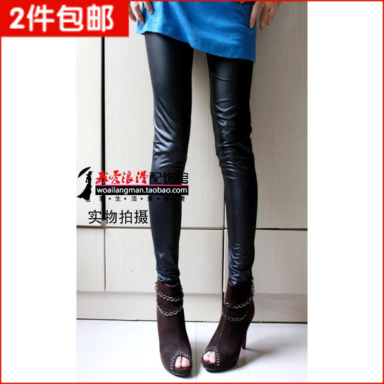 Spring fashion faux leather legging female high quality elastic ankle length trousers female super-elevation