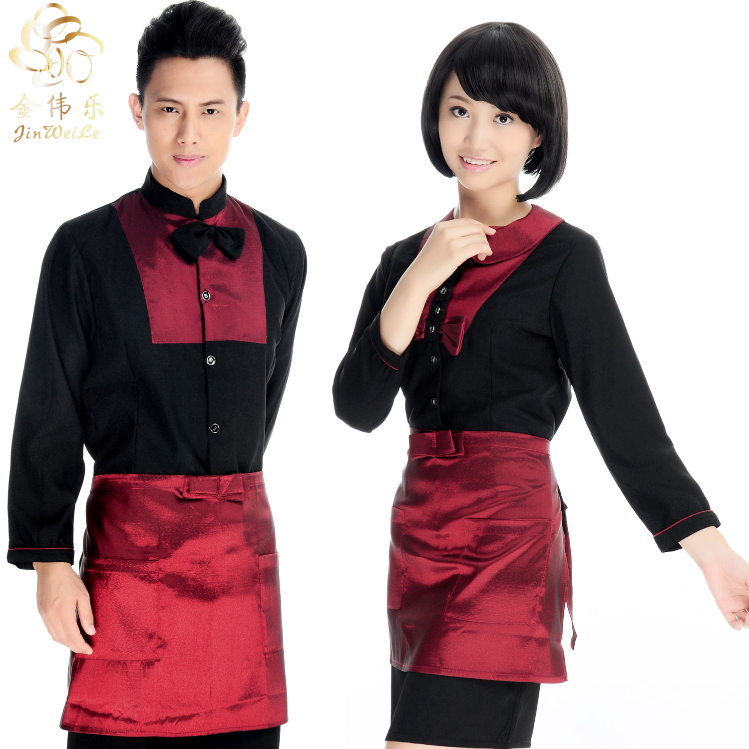 Spring fashion hotel restaurant waitress waiter shirt with long sleeves