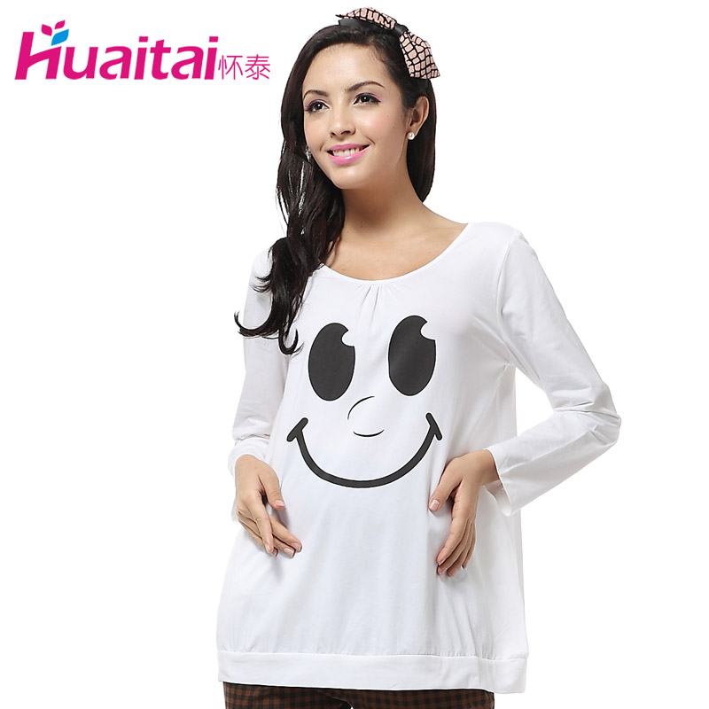 Spring fashion maternity clothing maternity top maternity t-shirt smiley 100% cotton