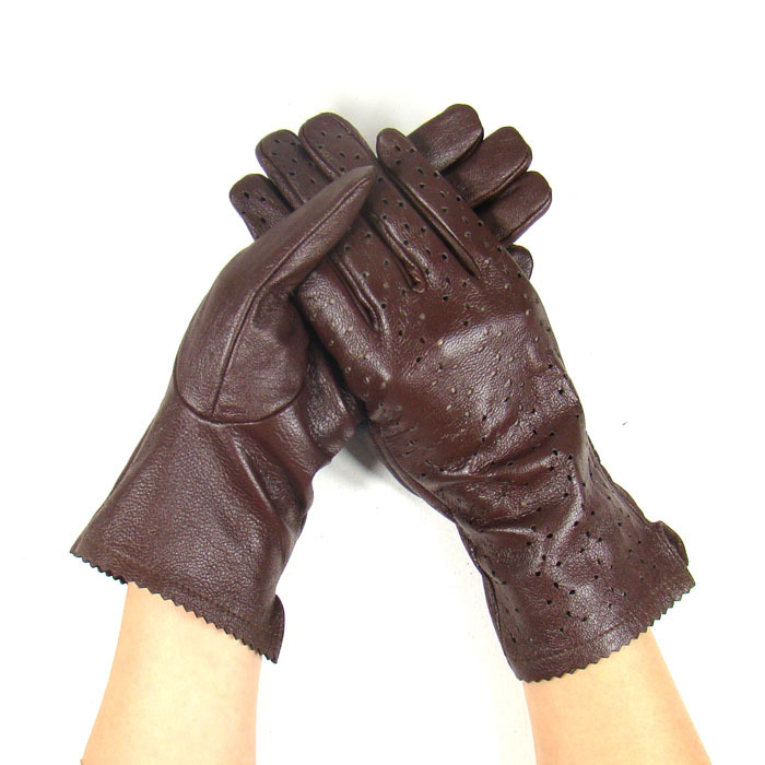 spring fashion sheepskin gloves women's thin genuine leather medium-long