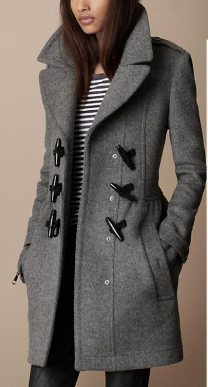 Spring fashion women's 2013 horn button medium-long wool coat preppy style Dark gray woolen outerwear