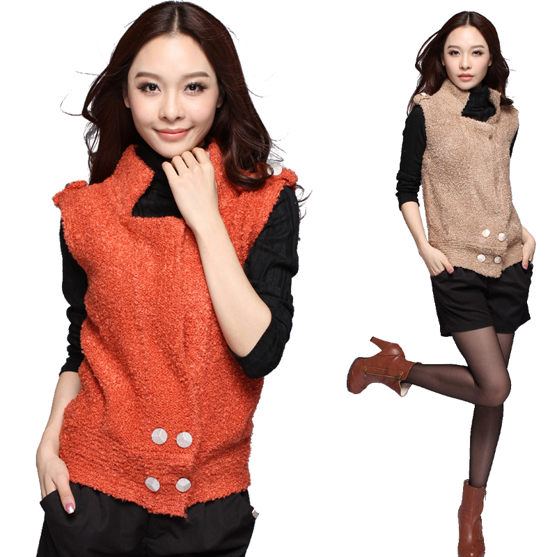 Spring Free shipping DHL/EMS fashion women's spring fashion all-match stand collar sleeveless vest sweater