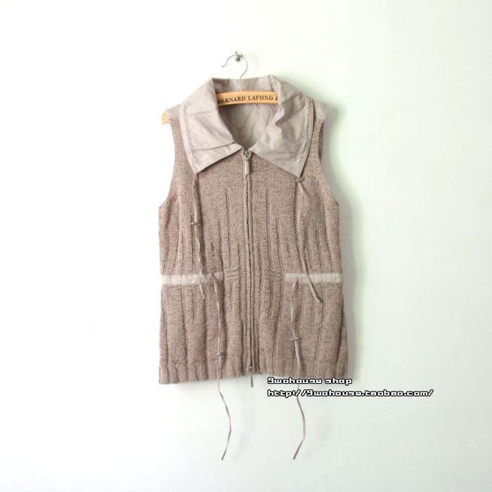 Spring handsome turn-down collar slim elegant tape yarn sweater coat