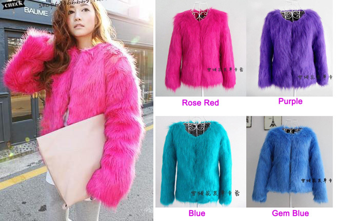 Spring Hot Sale Women's Faux Fox Fur Coat Candy Short Design Fur Overcoat Winter Warm Outerwear Jacket for Ladies Free Shipping