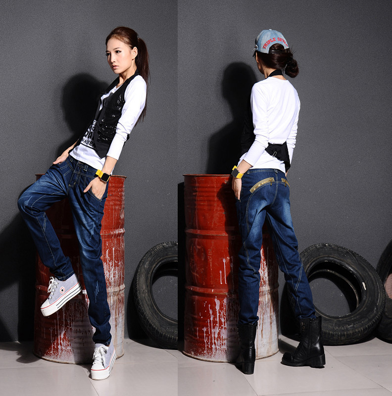 Spring jeans female loose plus size mm trousers straight 2013 trousers