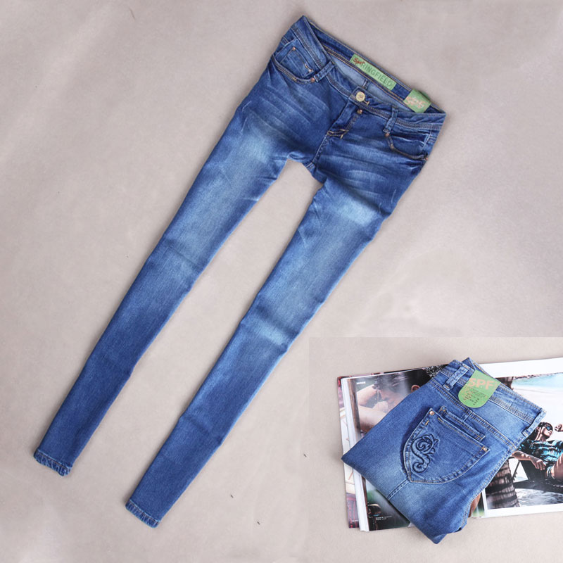 Spring jeans female mm plus size skinny pants elastic pencil pants single LJ