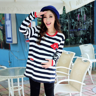 Spring maternity clothing bow stripe sweatshirt maternity sweatshirt maternity top long-sleeve