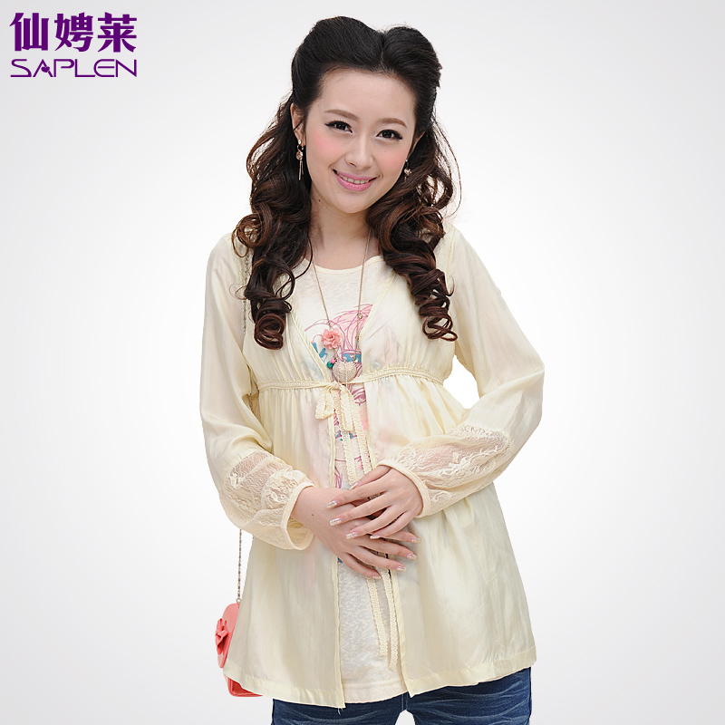 Spring maternity clothing fashion long-sleeve T-shirt maternity chiffon shirt faux two piece 130433