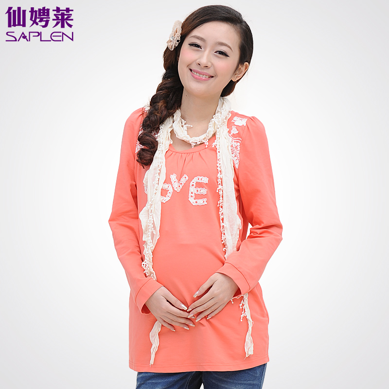 Spring maternity clothing fashion long-sleeve T-shirt medium-long 130861