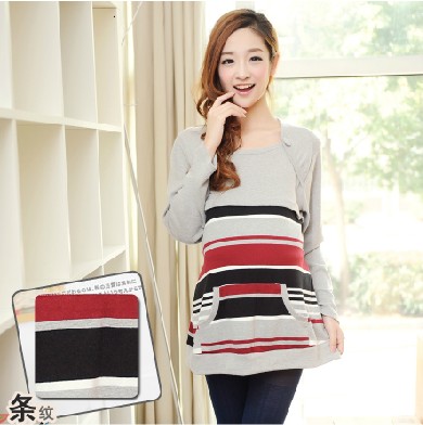 Spring maternity clothing long-sleeve sweater stripe maternity t-shirt cape maternity top