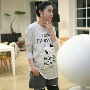 Spring maternity clothing maternity t-shirt print long-sleeve sweatshirt batwing shirt maternity top spring and autumn