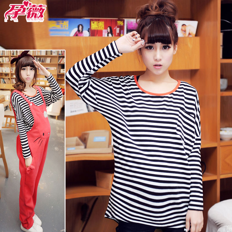 Spring maternity clothing new arrival all-match stripe maternity top t-shirt yw23145