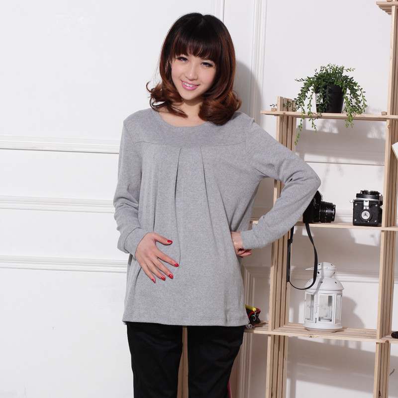 Spring maternity clothing o-neck cotton brief basic shirt maternity top 83111