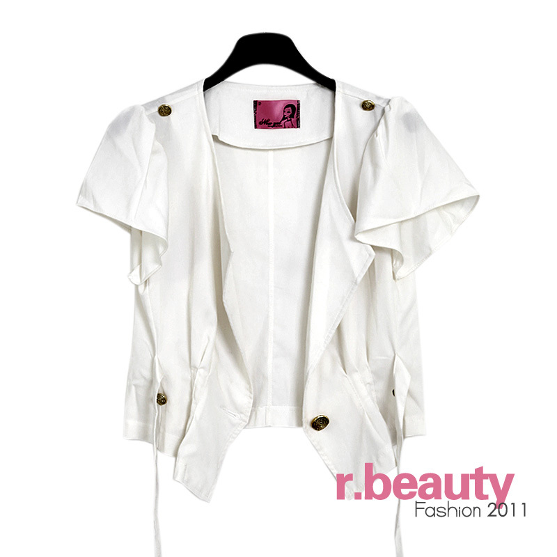 Spring new arrival 2011 women's outerwear elegant puff sleeve slim waist vest white 11159