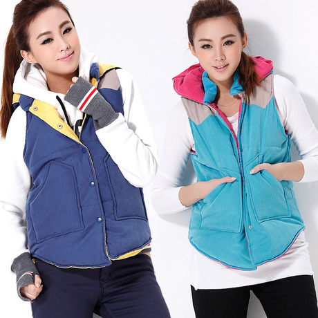 Spring new arrival plus size clip cotton vest fashion cotton vest female with a hood women's thickening vest female spring