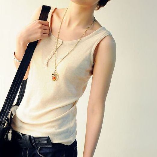 Spring new arrival women's button loose basic knitted cotton small vest spaghetti strap top