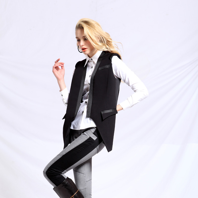 Spring new arrival women's fashion irregular slim medium-long vest female 1023mj006