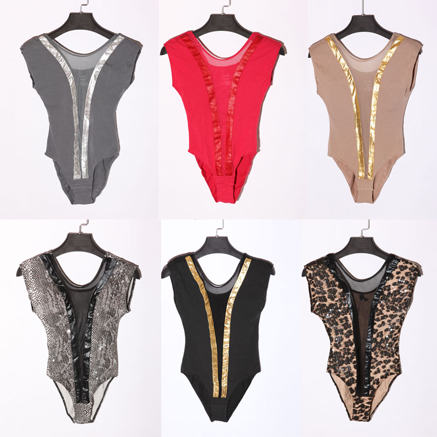 Spring party sexy gauze tight-fitting vintage bodysuit leopard print black and white multicolor