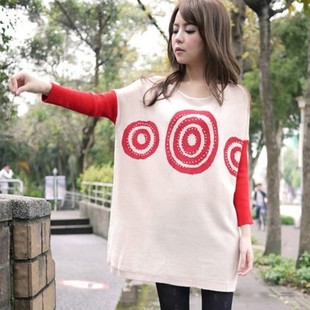 Spring plus size clothing medium-long batwing shirt sweater loose spring and autumn outerwear sweater