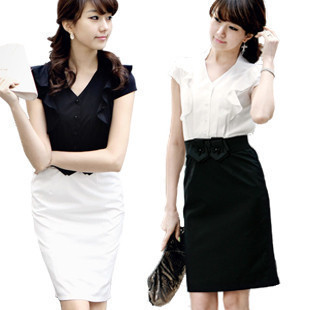 Spring professional women's 2013 civilities elegant ol white collar short-sleeve dress with belt