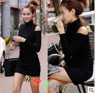 Spring slim hip one-piece dress slim turtleneck basic skirt sexy strapless tight skirt autumn and winter